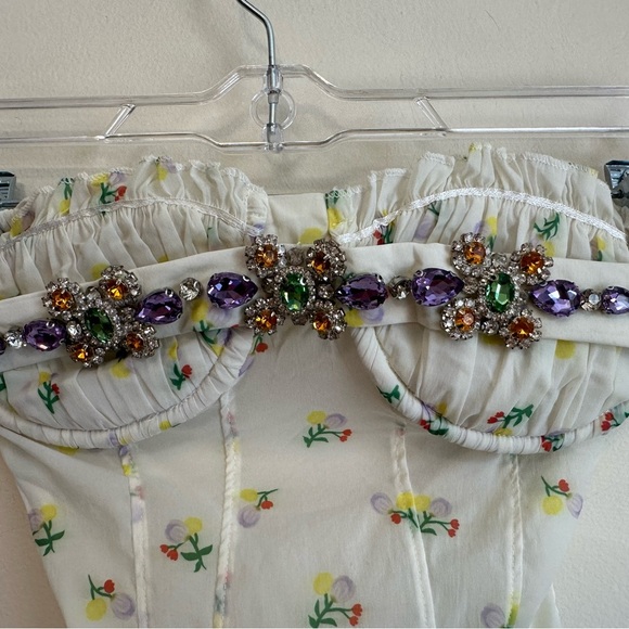 Shushu/Tong Rhinestone Encrusted Bodysuit Crystal Lingerie Sleeveless Top Size 6 - Picture 4 of 7